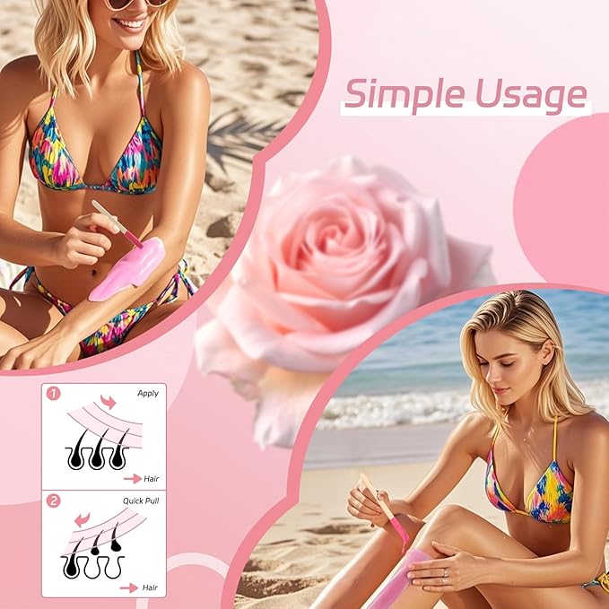 Wax Beads, Hard Wax Beads for Hair Removal, 2.5lb Waxing Beads with Rose Formula for Sensitive Skin Women Men, Brazilian Bikini, Face, Arms, Chest, Back, Legs, Eyebrows