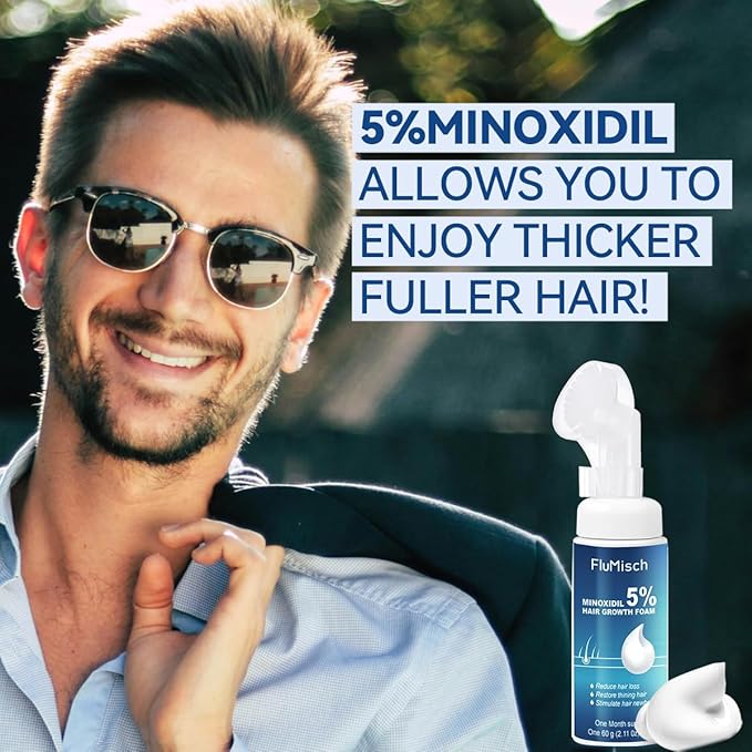 5% Minoxidil Foam for Men, 5% Biotin and 5% Minoxidil Use for Hair Growth, Slows Hair Loss and Promotes Hair Regrowth, 3 Month Supply (3Pcs)