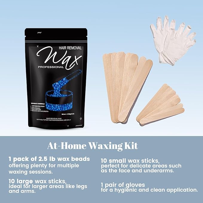 2.5lb Wax Beads, Hard Wax Beads with Coarse Hair Formula -Wax Beads for Hair Removal Sensitive Skin Women, Idea for Full Body, Legs, Face,Bikini and Brazilian (Chamomile)