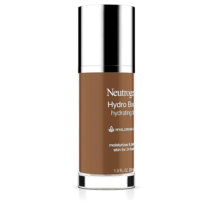 Neutrogena Hydro Boost Hydrating Tint Foundation Makeup for Dry Skin, with Hyaluronic Acid, Lightweight Oil-Free Water Gel, Non-Comedogenic, 135 Chestnut Color 1.0 fl. oz