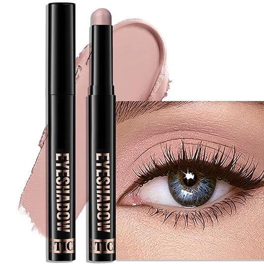 Cream Eyeshadow Stick, Grey Dusty Pink Matte Eye Shadow Pencil Waterproof & High Pigmented Crease-Proof Neutral Eyeliner Blendable Rose Eyeshadow Crayon Daily Makeup for Women