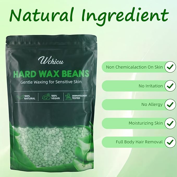 Hard Wax Beads,1.2lb Wax Beads for Hair Removal, Sensitive Skin with Pure Aloe Vera, For Face, Eyebrow, Leg, Bikini, Back, Brazilian Waxing, Coarse Body Hair Specific for Women Men