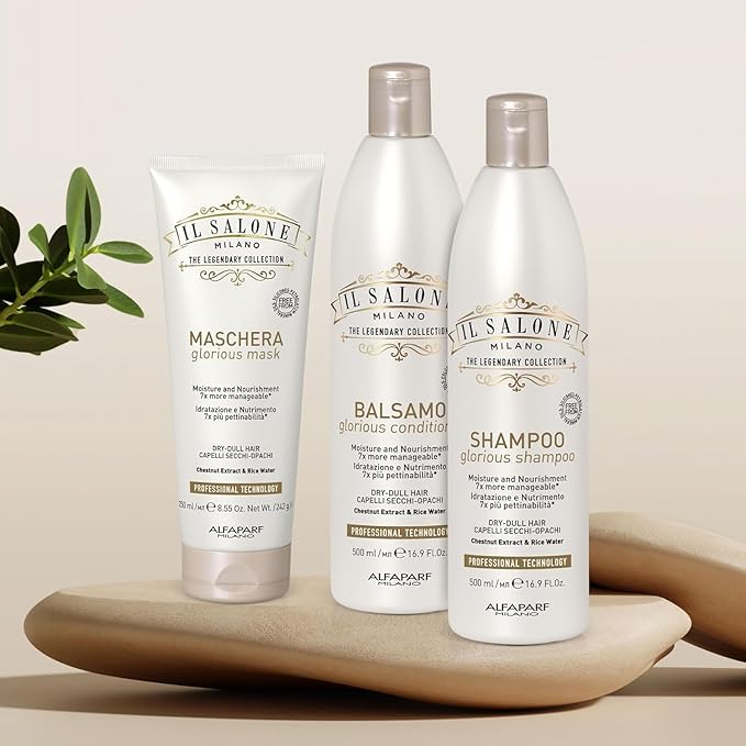 Il Salone Milano Glorious Moisturizing Shampoo for Dry Hair - Adds Shine and Softness to Dull Hair - Repairs and Protects - Professional Hydrating Shampoo - Made in Italy - Vegan (16.9 oz / 500ml)