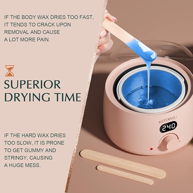 KOTAMU Blue Hard Wax Beads for Sensitive Skin - 1lb Coarse Hair Formula Wax Melts for Brazilian, Armpit, Back, Body, Bikini Hair Removal at Home or Salon (For Women and Men)