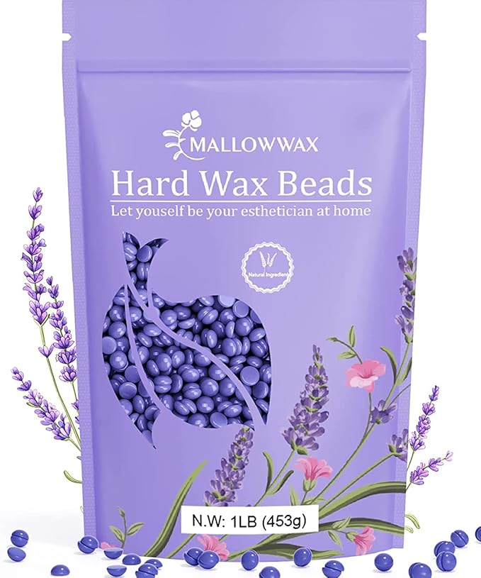 Hard Wax Beads, Wax Beans for Hair Removal, Natural Lavender, Stripless, Coarse Body Hair Specific - Ideal for Bikini, Brazilian, Legs, Underarms, Chest, 16 Ounce
