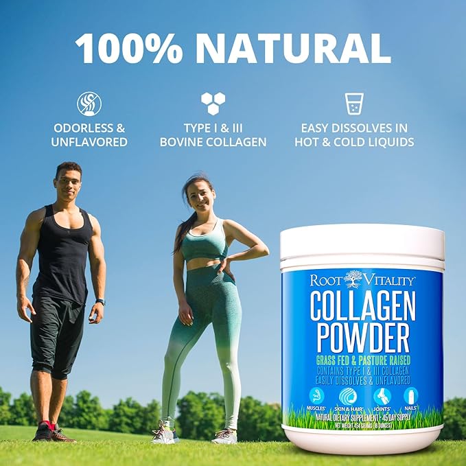 Collagen Peptides Powder - Grass-Fed, Pasture-Raised Hydrolyzed Protein Supplement for Skin, Hair, & Nails - Non-GMO, Zero Sugar Daily Supplement for Men & Women (22 Servings)