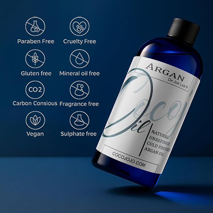 cocojojo Argan Oil - Cold Pressed 8 oz Pure Natural Extra Virgin Unrefined Argan Moroccan Marrakesh Oil Moisturizer Hair Face Lips Body Scalp Skin