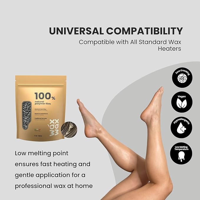 Stardust Hard Wax Beads | Coarse Hair Removal Wax for Ultra Sensitive Skin | Strip-Free, Low Melting, Cruelty-Free & Eco-Friendly Waxing Beads With Hybrid Rosin Formula | Made In Italy - 1.1lb