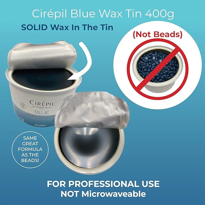 Cirepil - Blue - 400g / 14.11 oz Hard Wax Tin - Face & Body Wax, Unscented & No Strip Needed - Perfect for Sensitive Skin & Brazilian Waxing - Fluid Gel Texture, Easy Hair-Removal