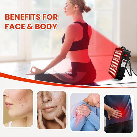 Red Light Therapy for Body, 660nm 850nm Near Infrared Light Therapy Panel, 60 Dual Chip LED Device with 300W of Power, Ideal for Body, Face, Improve Sleep, Skin Health, Includes Hanging Kit & Handle