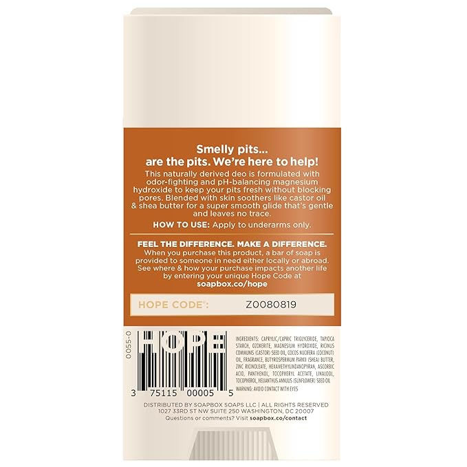 Soapbox Aluminum Free Deodorant, Coconut & Vanilla Scented Deodorant, Scented Aluminum-Free Natural Deodorants, 2.65oz