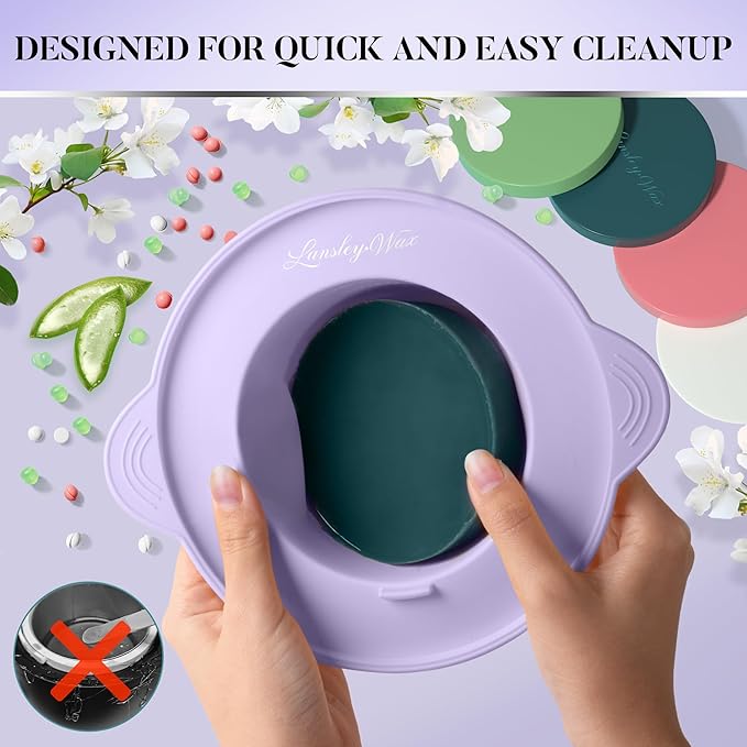 LANSLEYWAX Digital Waxing Kit for Women Men - Purple Waxing Machine with 39 Accessories - Hard Wax Kit for Arms Legs Brazilian Bikini Facial Sensitive Skin, Wax Warmer Hair Removal for Home/Salon Use