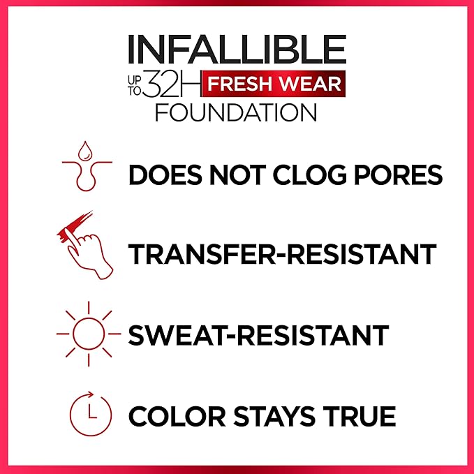 L'Oreal Paris Makeup Infallible Up to 32 Hour Fresh Wear Lightweight Foundation, 430 Ivory Buff, 1 Fl Oz, Packaging May Vary