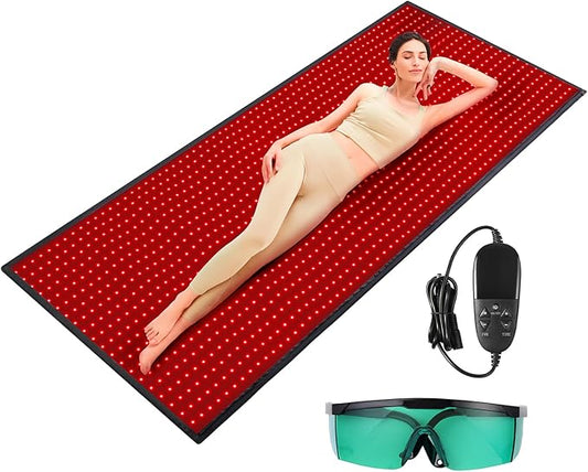 VEVOR Red Light Therapy Mat for Full Body, 1280PCS 3-Chip LED Light Therapy Pad & Controller, 10/40Hz Pulse, 10-90 Min Timer, 660nm Red & 850nm Near Infrared Light Therapy for Pain Relief, Skin Health