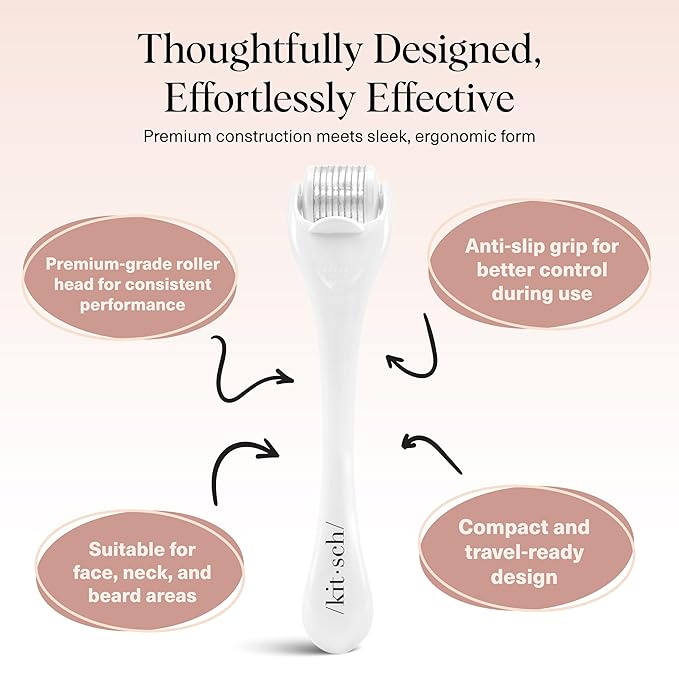 Kitsch Derma Roller – Skin Care Tool & Face Roller for Boosting Absorption of Serums & Oils - Beard Derma Roller for Men - Easy-to-Use Beauty Roller for Skin, Beard & Hair Growth