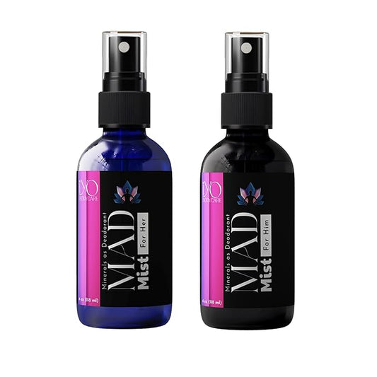 The 3 Ingredient Deodorant for Men and Women | Aluminum Free Deodorant Spray (His & Hers Set) | Hypoallergenic, Paraben Free, Non-aerosol, Vanilla Caramel for Her & Bergamot Blackcurrant for Him