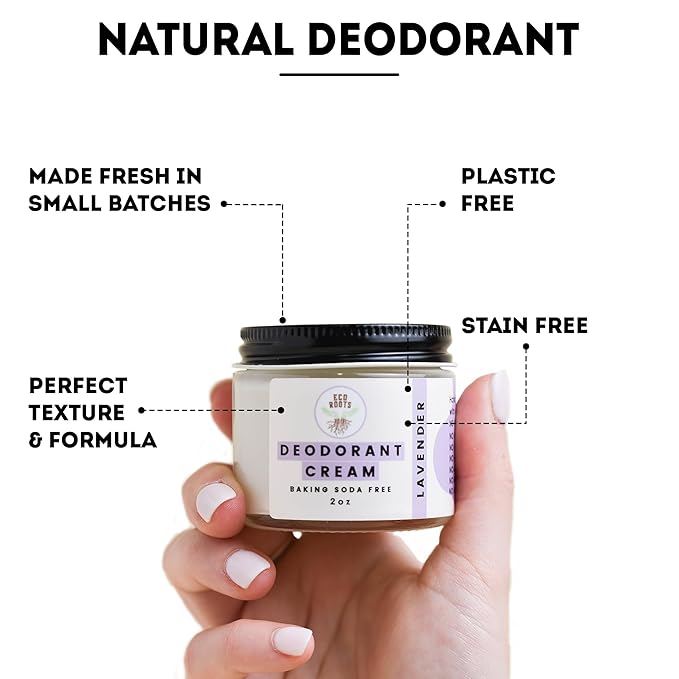 ECO ROOTS Natural Deodorant for Women & Men | Organic Deodorant Cream Non Aluminum | Baking Soda Free Healthy Deoderant for Body & Private Parts | All Vegan Pit Paste Zero Sweat |Lavender Scent