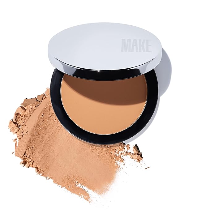 MAKE Beauty Diffusion Set, Translucent Setting Powder - Pressed Face Powder Compact for Smooth Matte Complexion. Sheer Coverage Finishing Foundation for Excess Oil. Shade - Tan