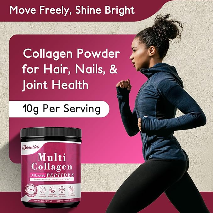 Multi Collagen Peptides Powder for Women, Hydrolyzed Collagen Powder with Vitamin C, Hyaluronic Acid, Supports Skin, Hair, and Nail - Unflavored, Keto & Sugar-Free, 35 Servings