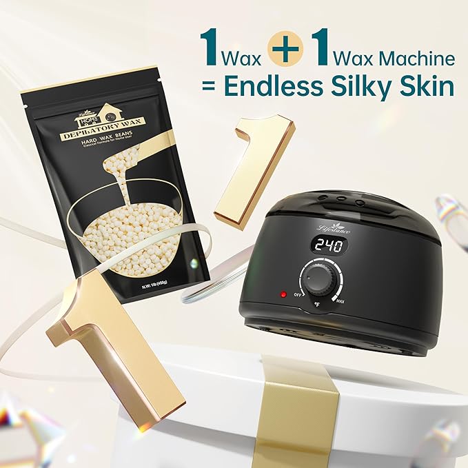 1lb Hard Wax Beans, Lifestance Wax Beads Hair Removal Hard Wax Kit for Thin & Fine Hair, Sensitive Skin, Waxing Beads for Face, Chin, Eyebrow, Bikini