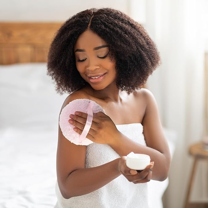 Powder Puff, Large 6'' Body Powder Puff for Dusting Powder, Women Powder Puff with Storage Container for Bath, Body Powder Applicator and Oversize Powder Puffs for Body Powder (Yellow)