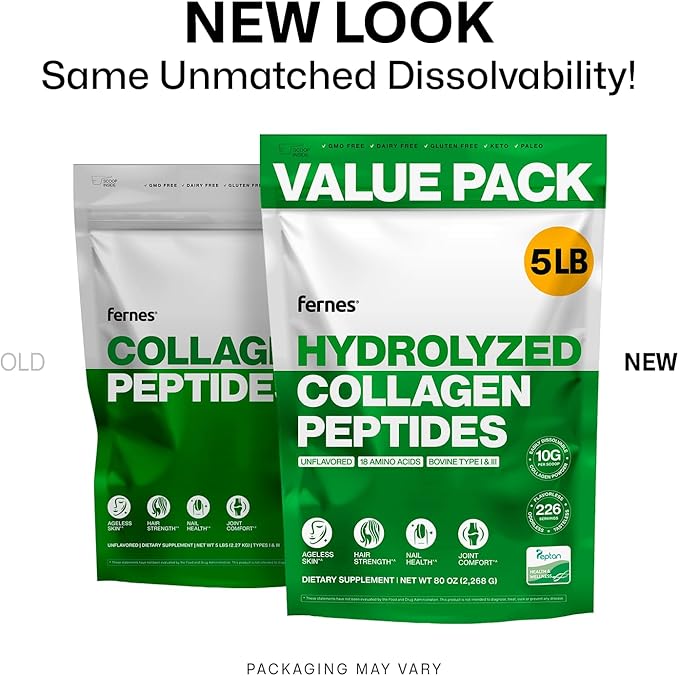 Collagen Powder for Women Men (5LB) Type I & III Flavorless & Odorless Easy-Mix Hydrolyzed Peptan Protein Peptides Joint Hair Skin & Nail Support Gluten-Free Non-GMO Keto Paleo Grass-Fed Kosher