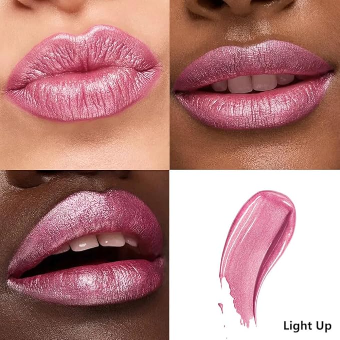 Metallic Liquid Lipstick Nude Maube Pink– High Pigment Long-Lasting Waterproof Shimmer Lip Gloss, Non-Sticky, Smudge-Proof, Party & Daily Wear (Light Up)