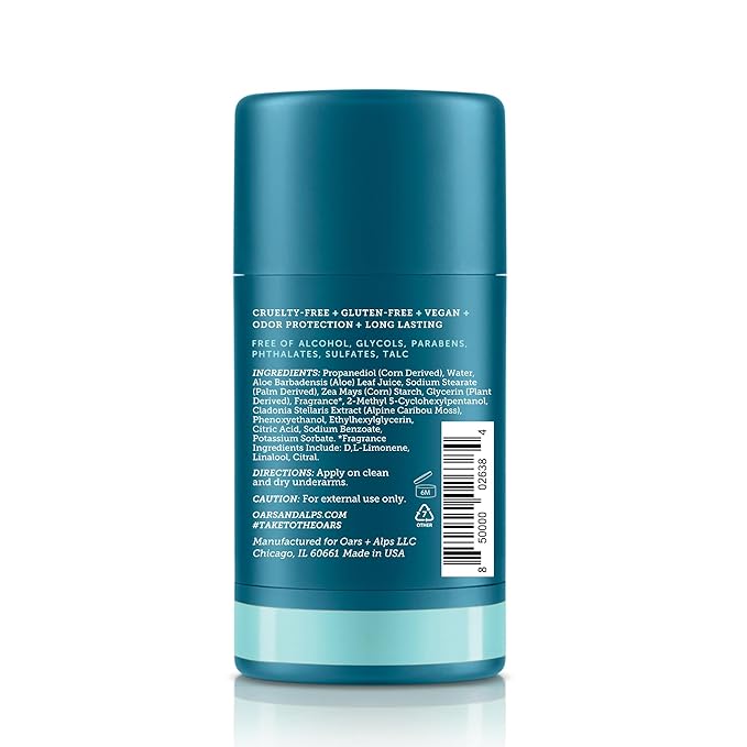 Oars + Alps Deodorant for Men & Women, Aluminum Free Deodorant for Men, Dermatologist Tested, Clean Ingredients, Vegan, Long Lasting, Odor Protection, Aspen Air, 2pk, 2.6oz