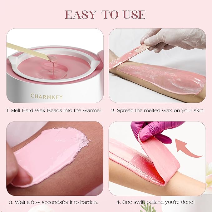 CHARMKEY Hair Removal Waxing Kit for Women, Digital Display Wax Warmer for Face, Eyebrow, Bikini, Body, Wax Machine with 200g Hard Wax Beads, Waxing Heater with 16.9oz Silicone Bowl at Home