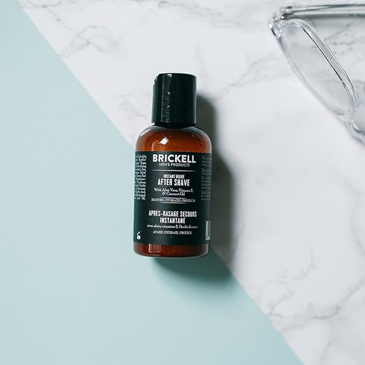 Brickell Men's Instant Relief Aftershave for Men, Natural and Organic Soothing After Shave Balm to Prevent Razor Burn 2 Ounce, Unscented