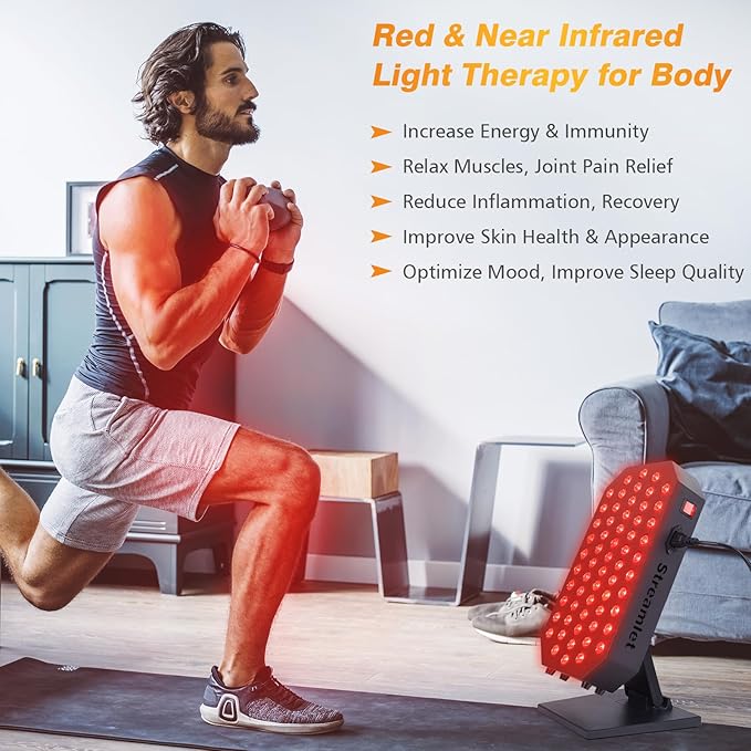 Red Light Therapy Panel for Face, Body, 660nm 850nm Near Infrared Light Device with Timer, 60 Dual Chip Clinical Grade LEDs for Skin Health, Recovery, Pain, Improve Sleep, Energy, Anti Aging