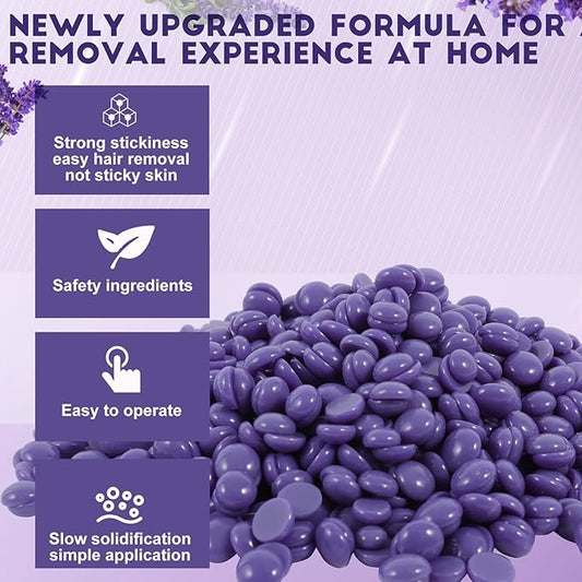 1.5 lb Bulk Sensitive Skin Wax Beads for Hair Removal, Waxing Beads for Coarse and Fine Hair, Gentle Formula for Body Brazilian Waxing, Bikini Face Leg Underarm Back Chest, Includes 10 Sticks, Black