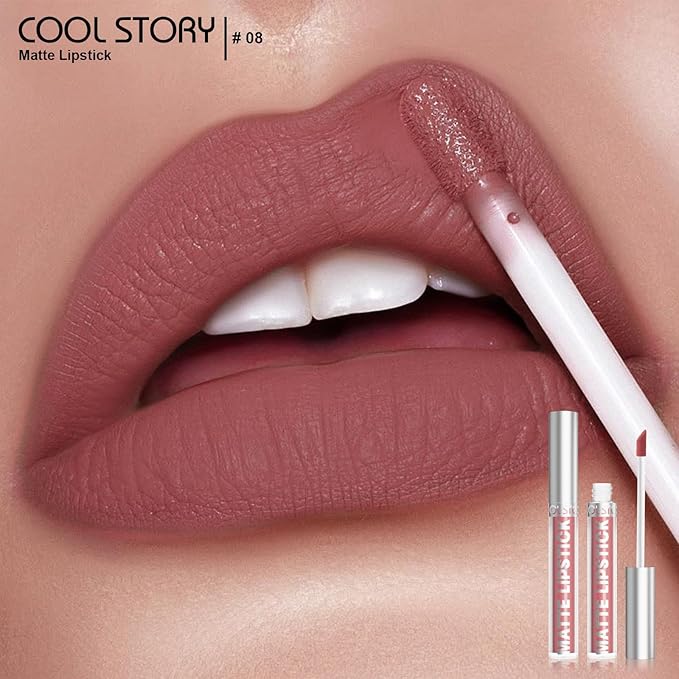 COOL STORY Matte Lip Stain Tint Highly Pigmented Color Long-Lasting Waterproof Mauve Mist (08)