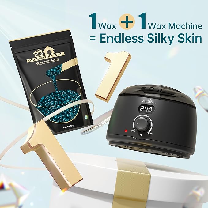 Lifestance L2 Digital Wax Warmer Machine - 500ml/14oz Fast-Heating for Hard Wax Beads, Hair Removal at Home, Professional for Brazilian, Bikini, Face, Body & Eyebrow