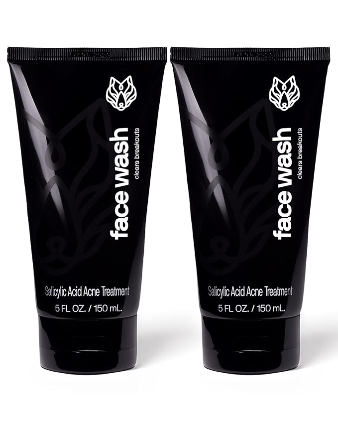 Black Wolf Men’s Charcoal Powder Face Wash - 5 Fl Oz, 2 Pack - Facial Cleanser Removes Unwanted Impurities from Your Skin & Soothes Irritation