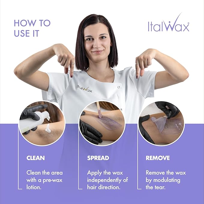 Italwax Top Line Orchid Jelly Wax 1.65lb (450g) – Transparent Fast-Setting Violet Gel with Strong Grip and floral fragrance, Ideal for Bikini & Underarms, Elastic and Easy to Control – Made in Italy