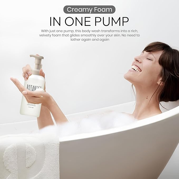 Botanist Shea Butter Body Wash for Women & Men, Foaming Body Wash for Sensitive Skin with Coconut Oil & Almond Extract, Sulfate & Paraben Free Whipped BODY WASH from Japan 15.2 Fl Oz LILY & RASPBERYY