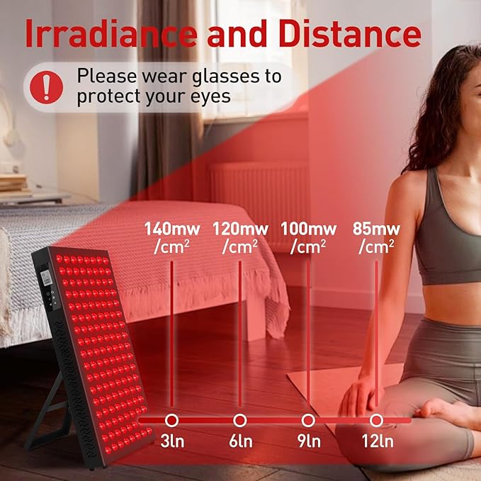 Red Light Therapy,Dual Chip Clinical Grade LED Device with LCD Display Timer Near-Infrared Light 630nm 660nm 810nm 830nm 850nm,Ideal for Face,Body,Pain Relief,Skin Health (Black, 136)