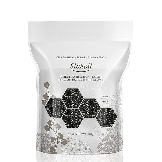 Starpil Wax 1000g / 2.2 lb Bag Black Hard Wax Beads for Hair Removal, Stripless Wax Polymer Blend, Low Temperature Film Wax Beans for Face, Body, Bikini, Brazilian, Legs, Underarm, Back, Chest.