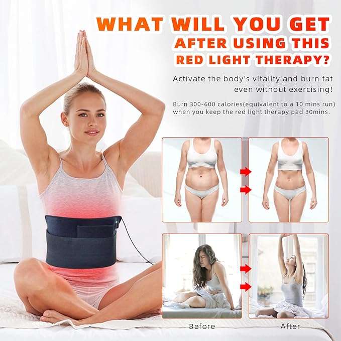 Red Light Therapy Infrared Light Therapy Pad Wearable Wrap Heating Pad for Body Pain Relief Back Waist Shoulder Knee Feet Faster Body Energy Recovery with Timer