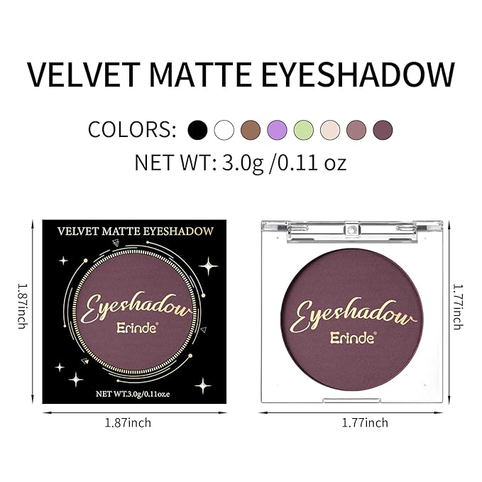 Erinde Smokey Plum Single Eyeshadow Makeup, Purple Neutral Matte Eye Shadow for Older Women, High Pigment Lightweight Blendable Waterproof Eye Shadow Palette Sombra Para Ojos, 08