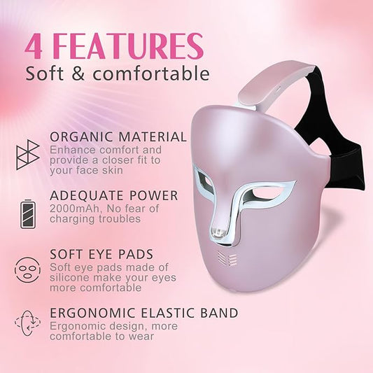 FSA Pro LED Light Therapy Facial Mask- Target Acne Removal, Wrinkles & Redness with Salon-Level Light Therapy at Home,Restore Skin