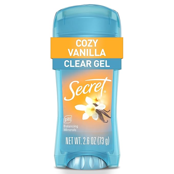 Secret Fresh Antiperspirant Deodorant for Women, 72hr Breathable Sweat & Odor Protection, Instant Freshness & Gentle, PH Balancing Minerals, Clear Gel, Cozy Vanilla Scent, 2.6 oz