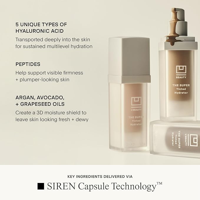 U Beauty The Super Tinted Hydrator Hyaluronic Acid Moisturizing Cream - Mega-Dose Skin Hydrator for Supple, Smooth, and Softer-Looking Skin For Up To 48 Hours - Shade 6-1.0 oz