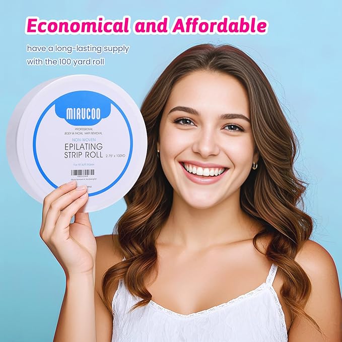 Non-woven Wax Strip Roll for Body and Facial Hair Removal, 2.75" x 100 Yards Pack Epilating Roll