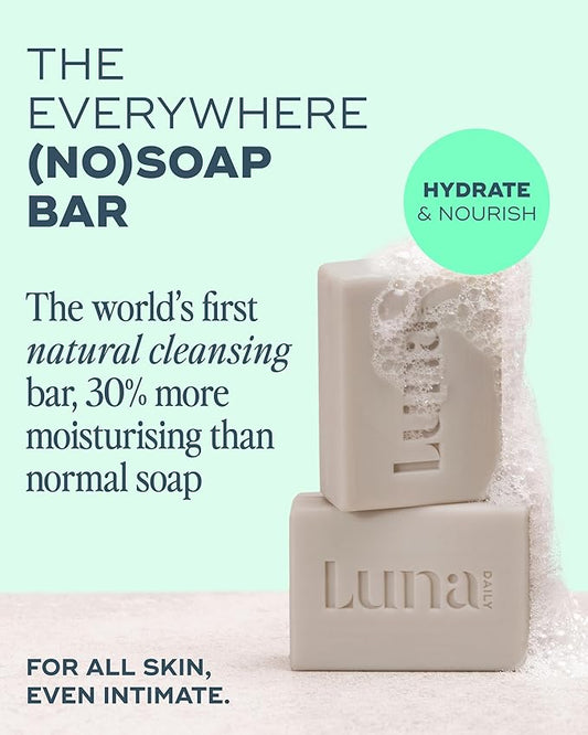 Luna Daily Soap-Free Bar | Natural pH-Balanced Cleanser for Sensitive Skin | Replaces Body Wash and Shaving Cream | Moisturizing Shea Butter & Coconut Oil Formula for Feminine Care,125 g
