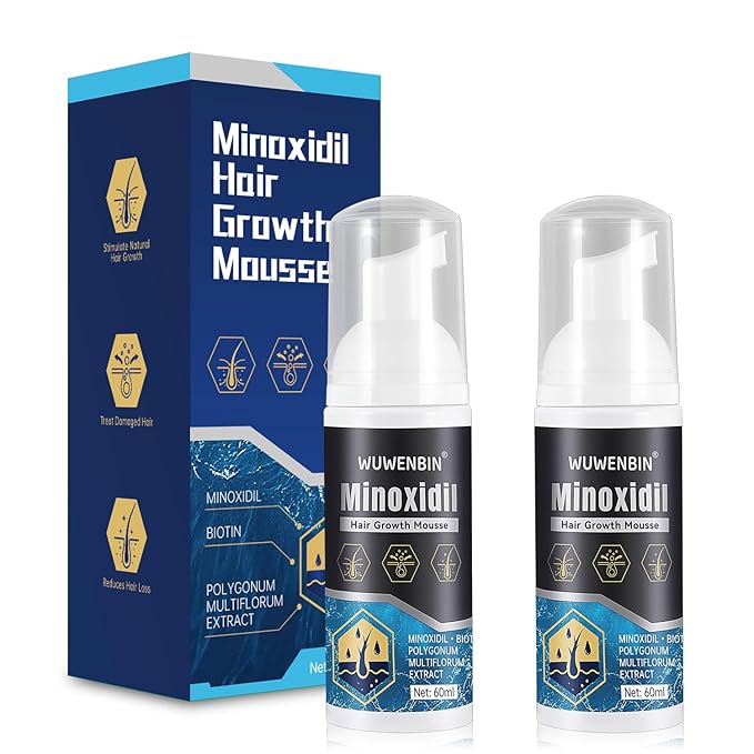 5% Minoxidil Hair Growth With Biotin: Minoxidil for Men and Women - Hair Growth Supports Thicker and Fuller Beard & Hair(2 Pack 4Oz For 4 Month Supply)