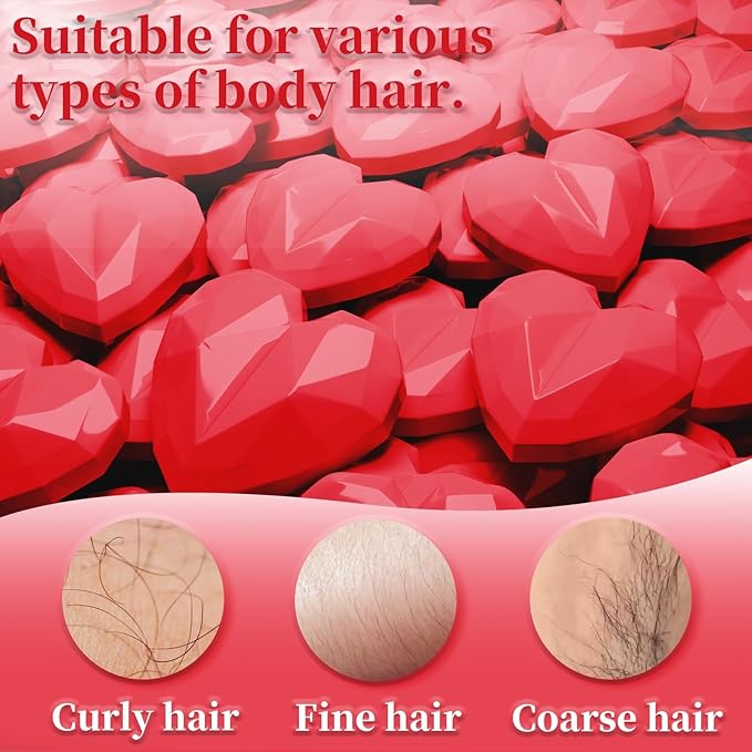 Chulan Hard Wax Beads, 400g Waxing Beads for Sensitive Skin Coarse Hair Removal, Bikini, Full Body, Face Brazilian Waxing, Legs, Fragrance Allergen Free Cute Red Heart Shape