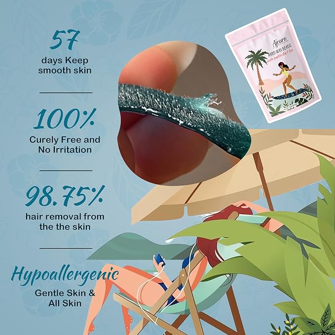 Ajoura Hard Wax Beads, Jasmine Formula for Coarse Hair Removal on Sensitive Skin, Ideal for Face, Brazilian, Bikini, and Underarms, 1lb Refill for Home Wax Kit