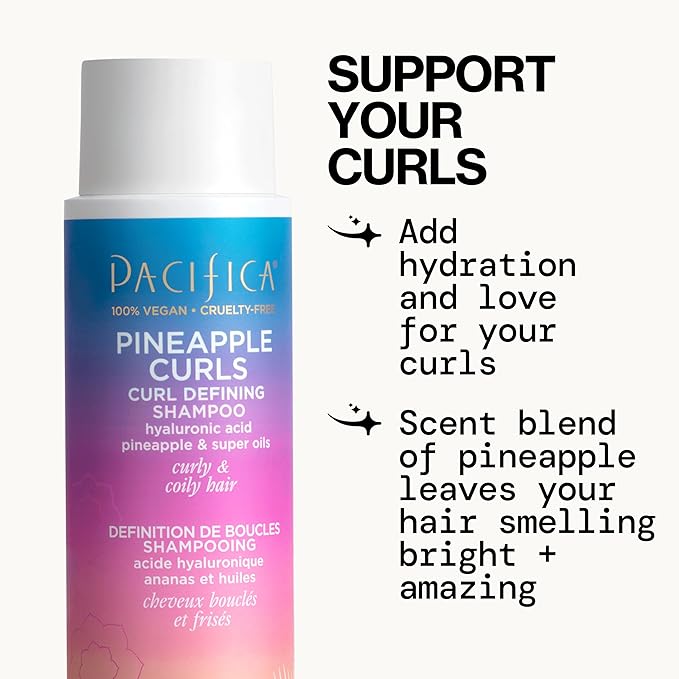 Pacifica Beauty 12.0 Fl Oz Pineapple Curls Curl Enhancing Shampoo - Hydrating & Frizz Control with Argan Oil & Hyaluronic Acid, Vegan + Cruelty Free